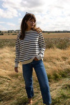 Nancy Oversized Organic Cotton Ecru/Navy Breton Sweatshirt