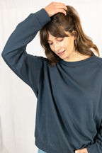 Nancy Oversized Organic Cotton Navy Sweatshirt