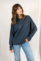 Nancy Oversized Organic Cotton Navy Sweatshirt