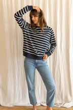 Nancy Oversized Organic Cotton Navy/Ecru Breton Sweatshirt