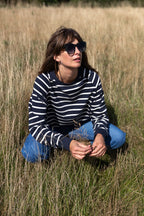 Nancy Oversized Organic Cotton Navy/Ecru Breton Sweatshirt