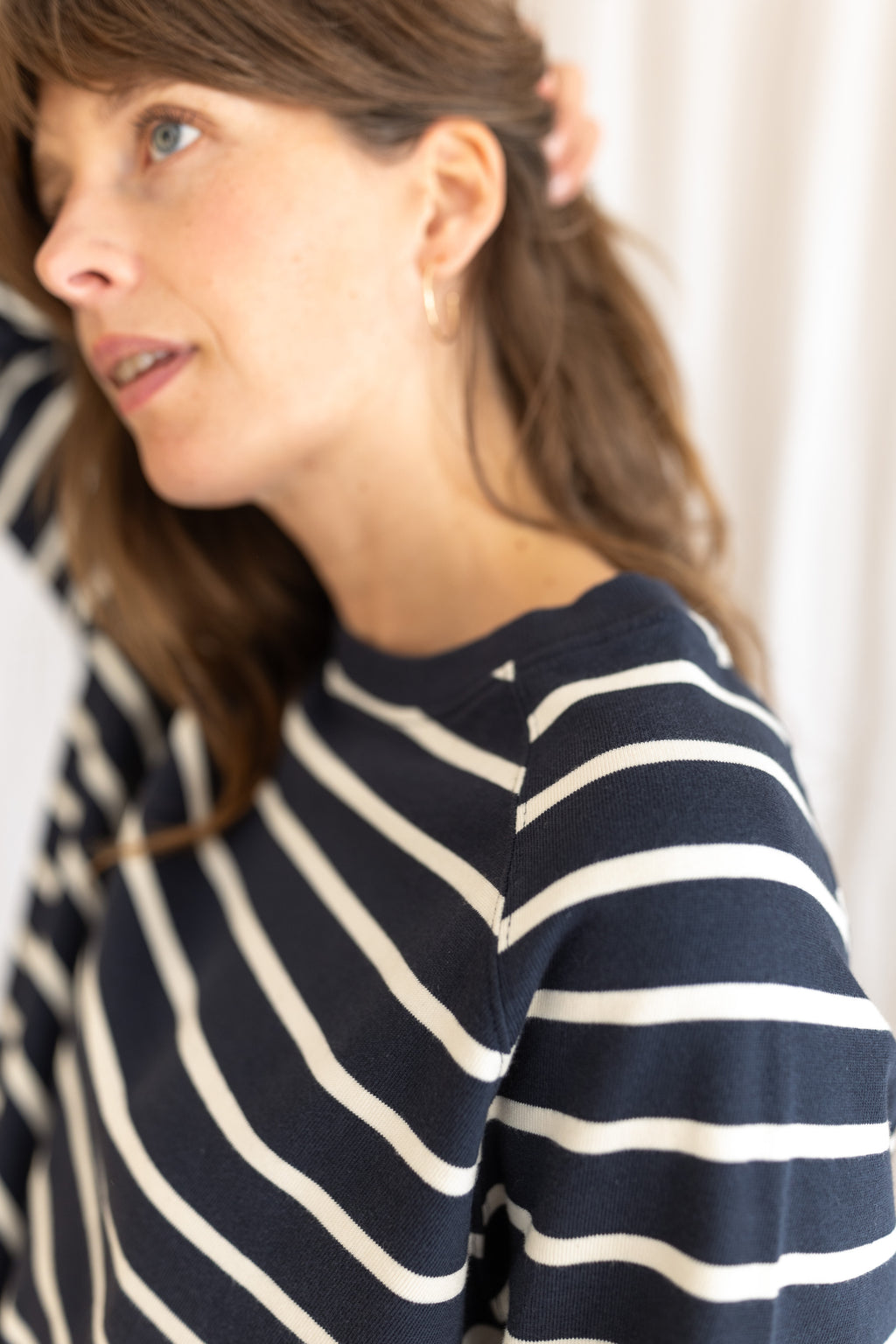Nancy Oversized Organic Cotton Navy/Ecru Breton Sweatshirt