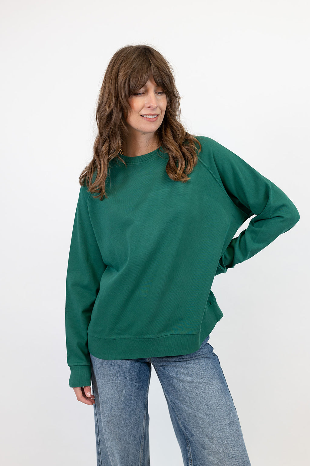 Nancy Oversized Organic Cotton Pine Green Sweatshirt