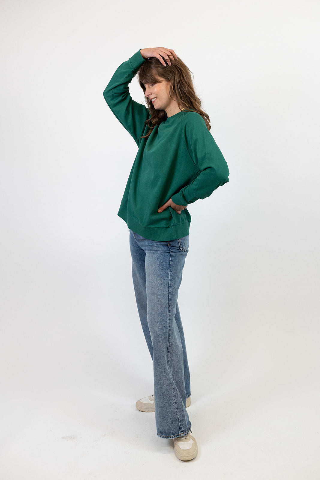 Nancy Oversized Organic Cotton Pine Green Sweatshirt