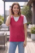 Nancy Knitted V-Neck Tank Top with Lurex Trim