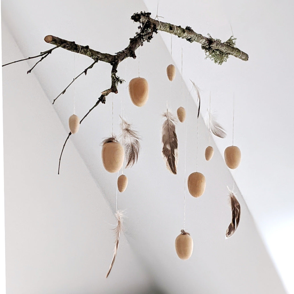 Natural Wooden Hanging Easter Egg Decorations