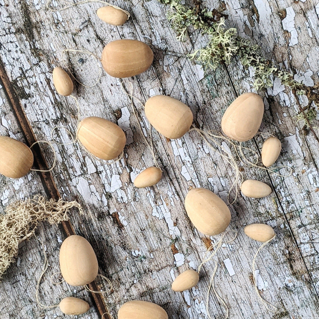 Natural Wooden Hanging Easter Egg Decorations