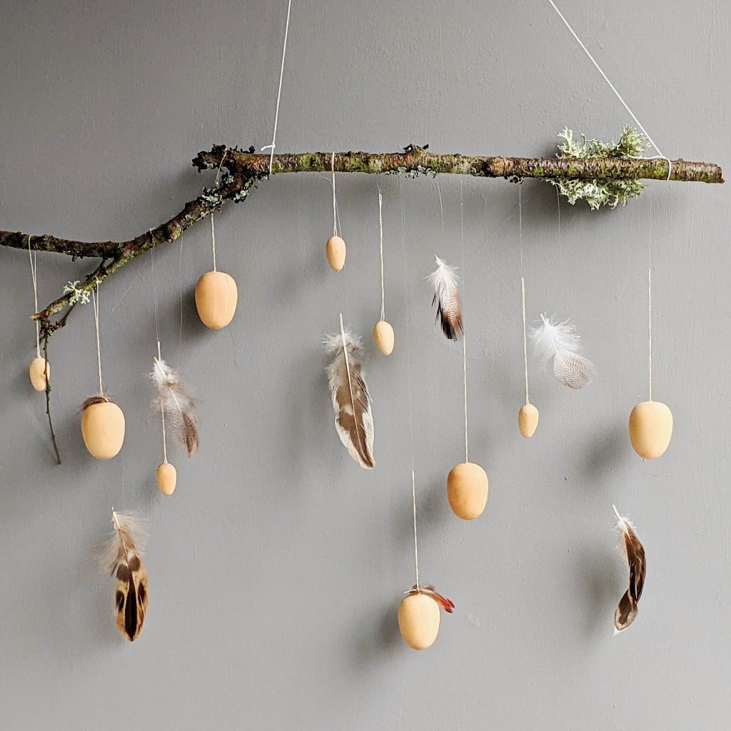 Natural Wooden Hanging Easter Egg Decorations