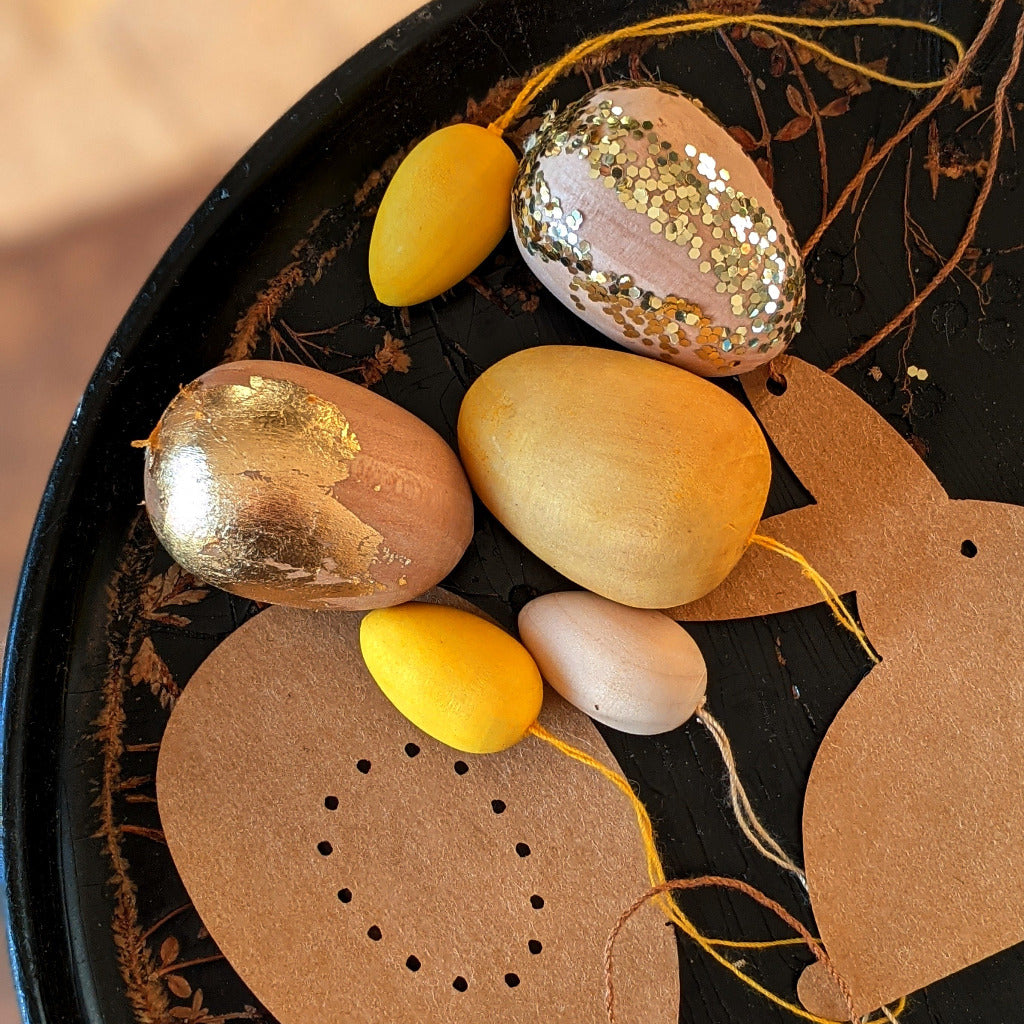 Natural Wooden Hanging Easter Egg Decorations