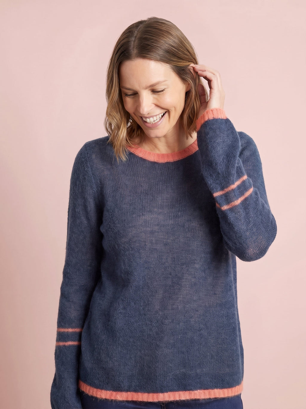 Lottie Mohair & Merino Knit Jumper with Contrast Trim