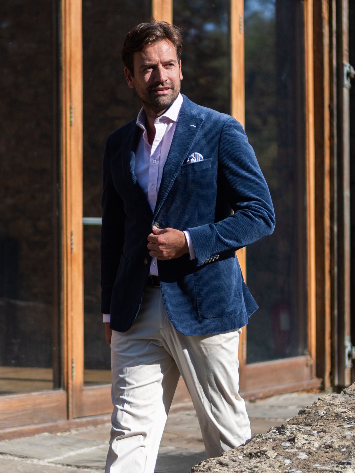 Navy Blue Corduroy Blazer