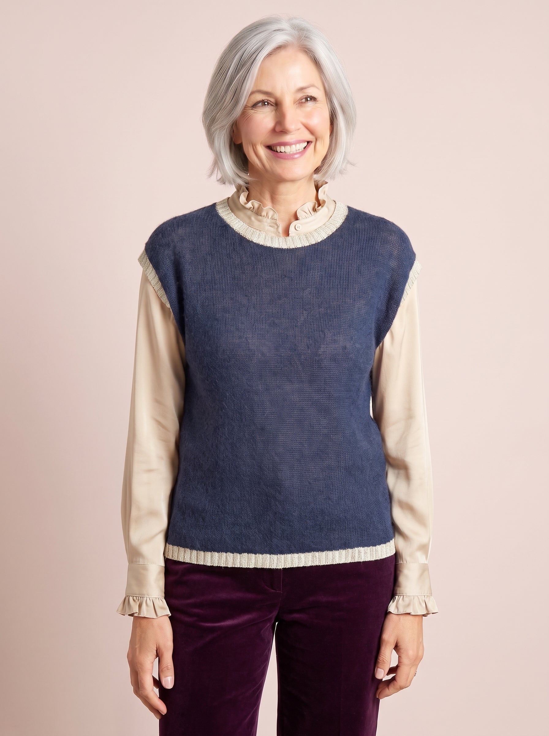 Rosie Knitted Tank Top with Lurex Trim