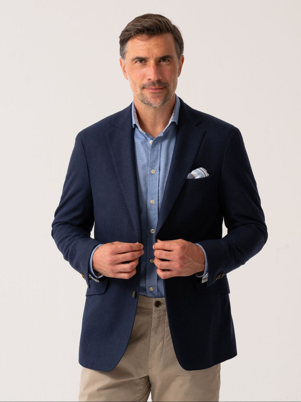 Navy Wool & Cashmere Blend Blazer