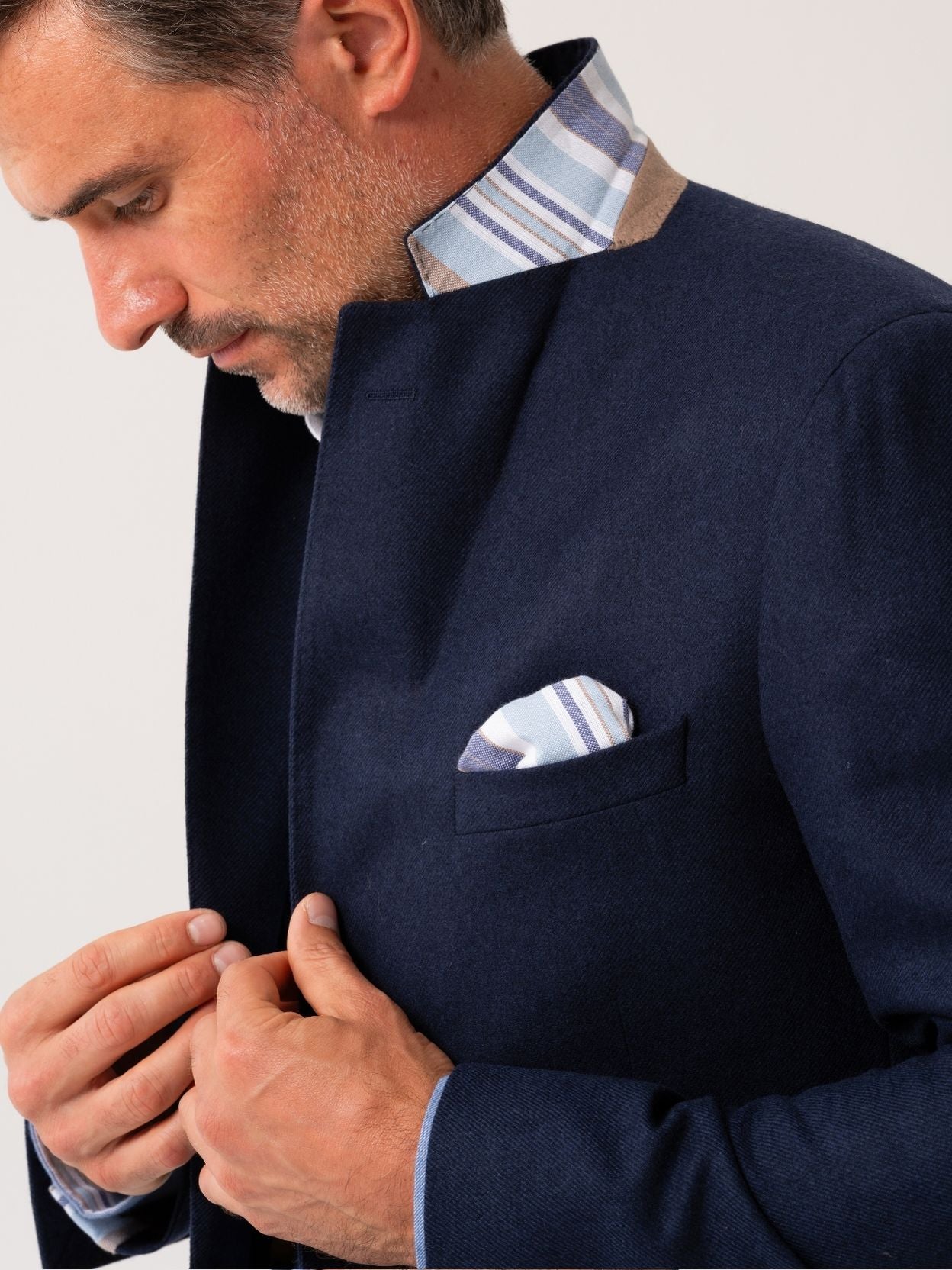 Navy Wool & Cashmere Blend Blazer