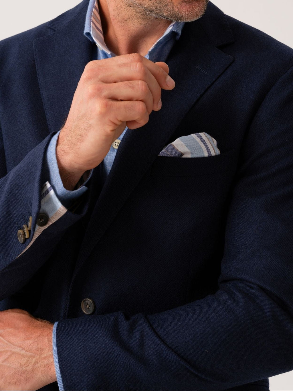 Navy Wool & Cashmere Blend Blazer