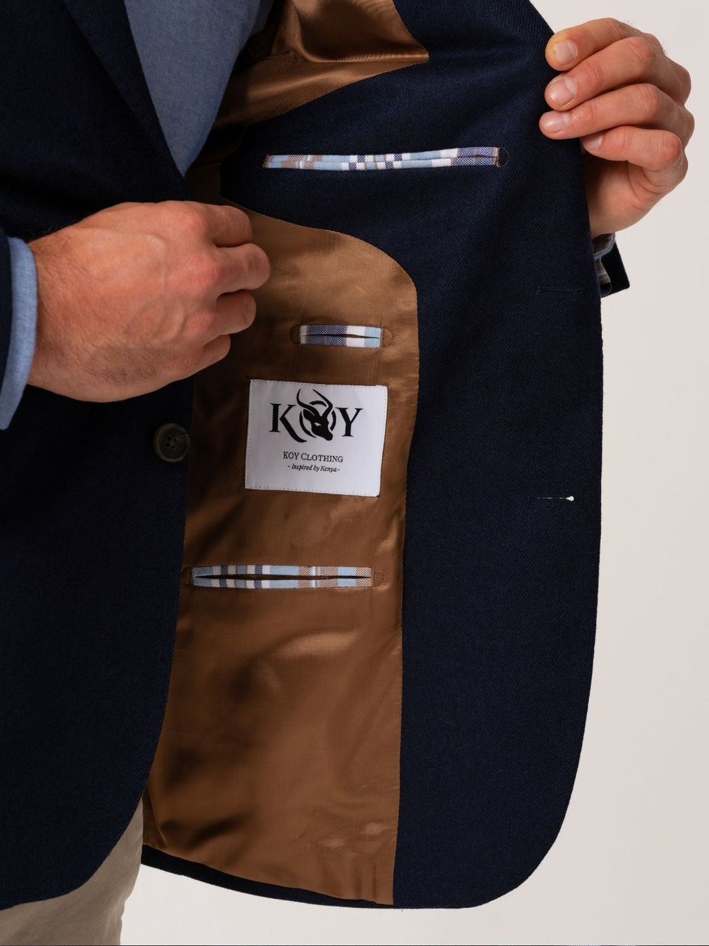 Navy Wool & Cashmere Blend Blazer