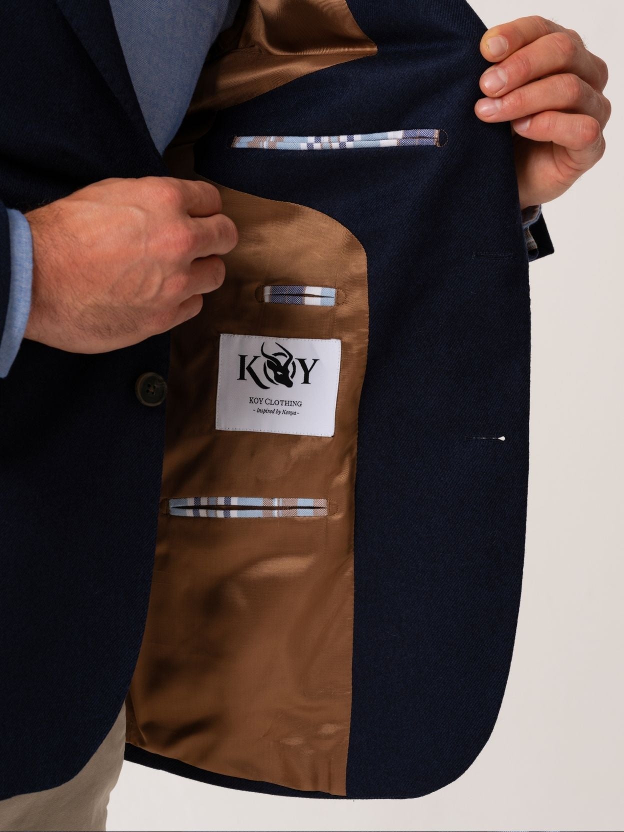 Navy Wool & Cashmere Blend Blazer