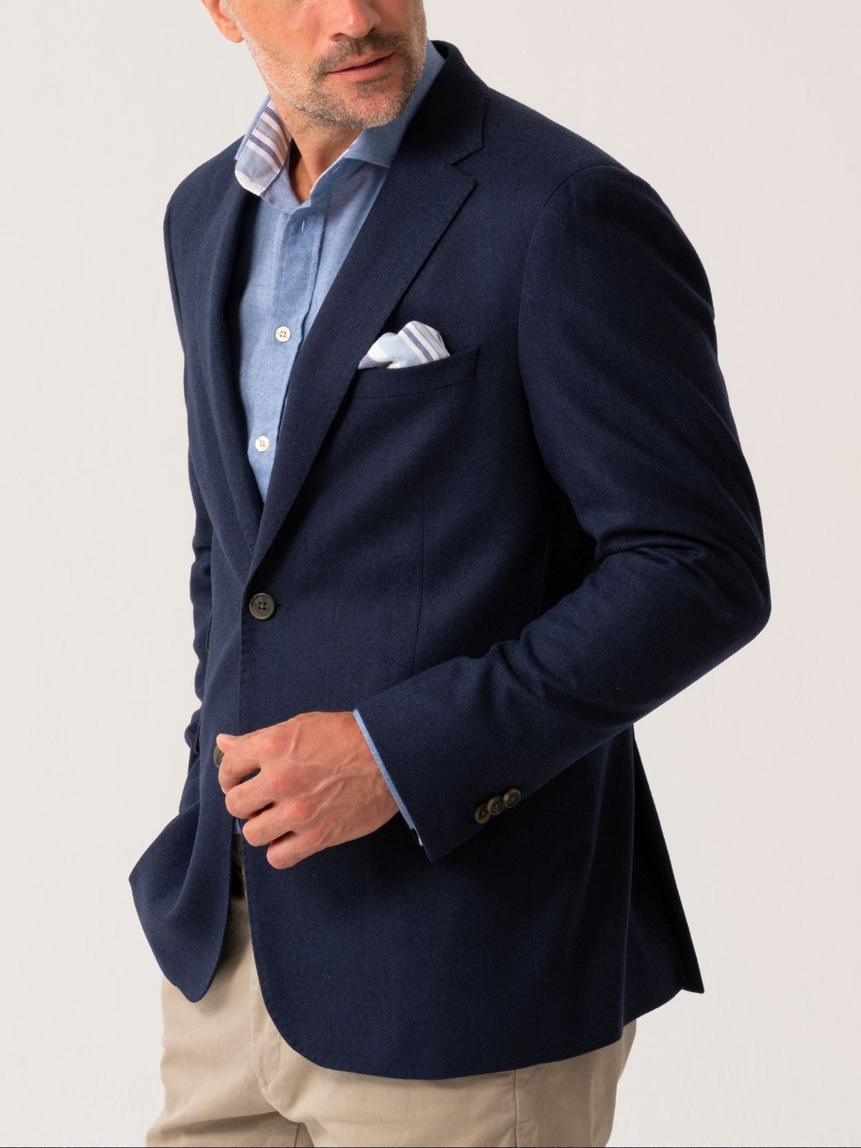 Navy Wool & Cashmere Blend Blazer