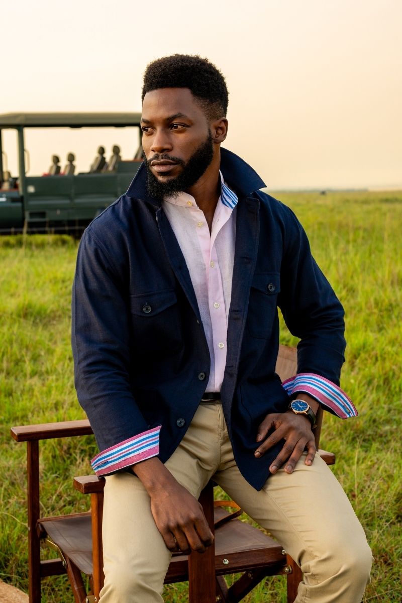 Navy Cotton Shirt Jacket