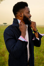 Navy Cotton Shirt Jacket