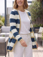Elizabeth Long Mohair & Merino Cardigan with Lurex Trim