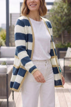 Elizabeth Long Mohair & Merino Cardigan with Lurex Trim