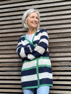 Elizabeth Long Mohair & Merino Cardigan with Lurex Trim