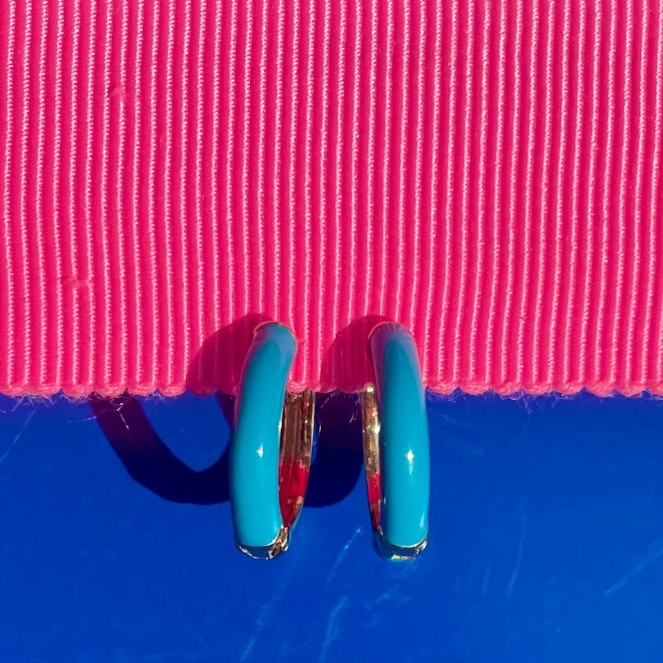 Enamel Huggie Hoop Earrings