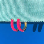 Enamel Huggie Hoop Earrings