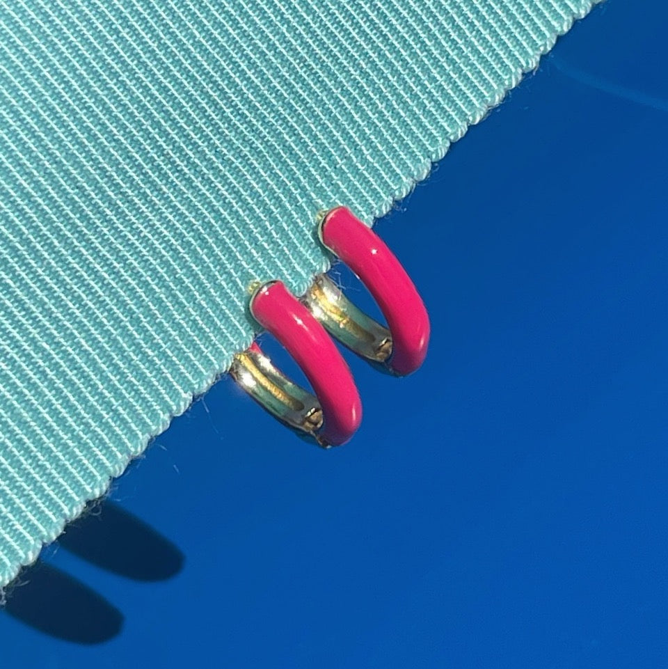 Enamel Huggie Hoop Earrings