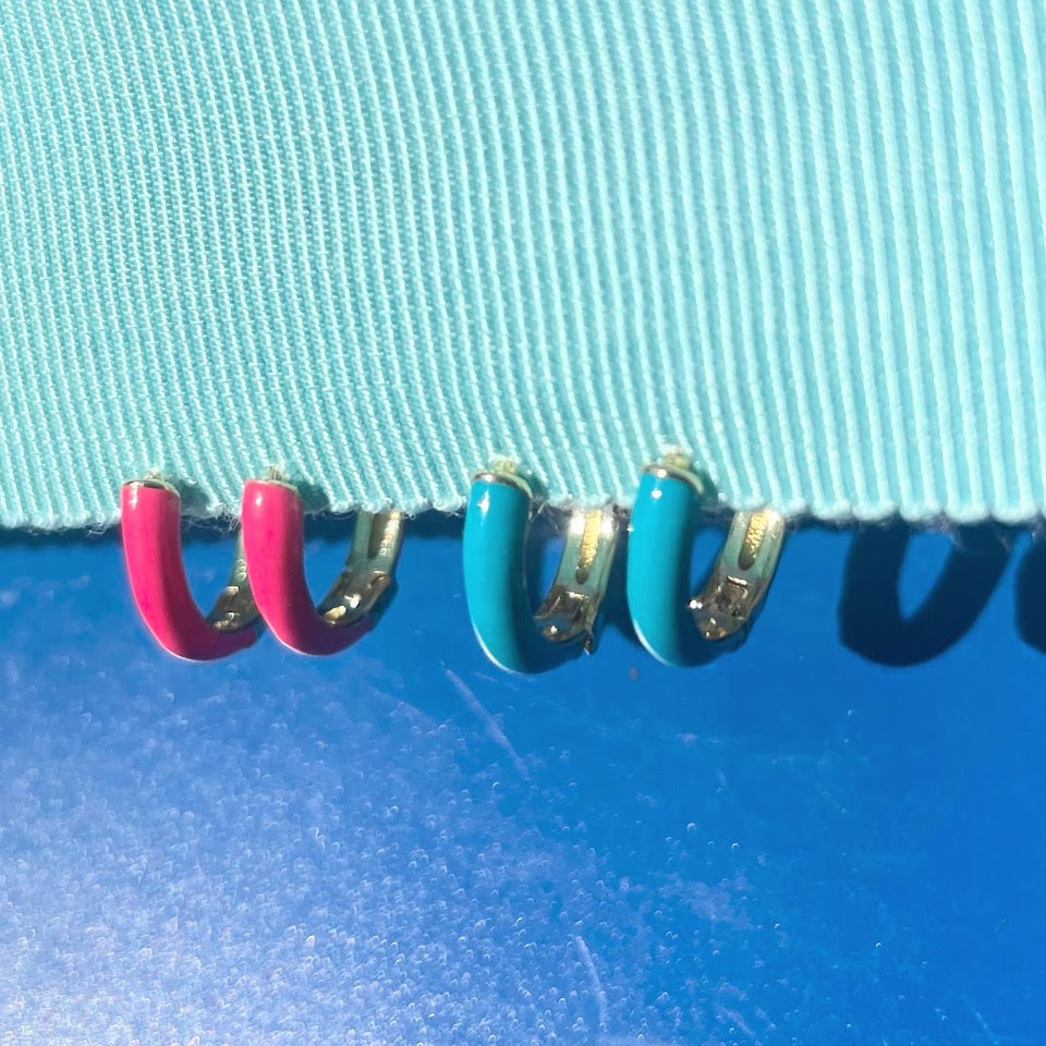 Enamel Huggie Hoop Earrings