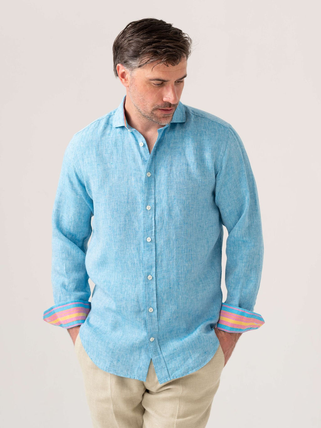 Nyota Turquoise Linen Shirt