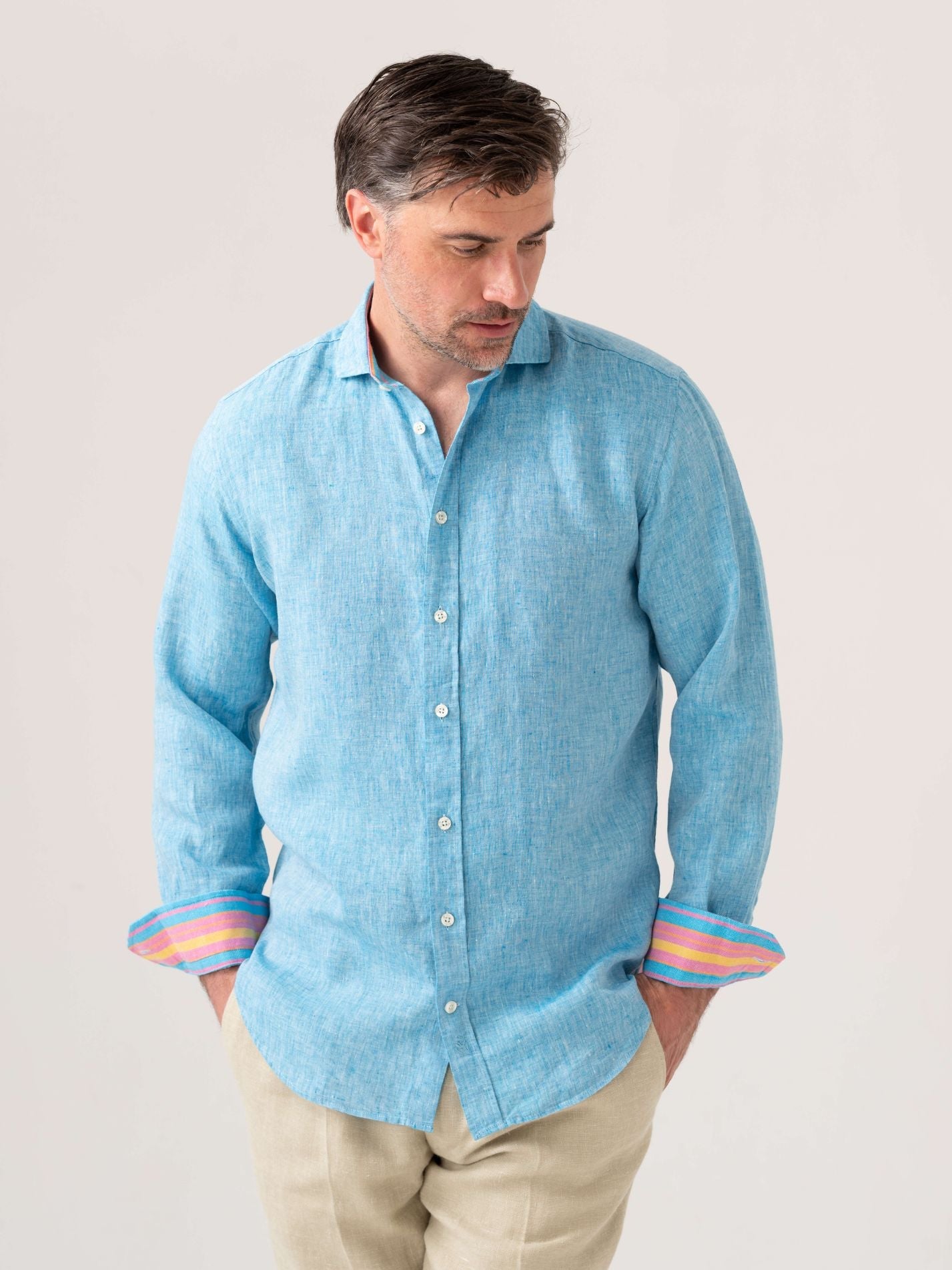 Nyota Turquoise Linen Shirt