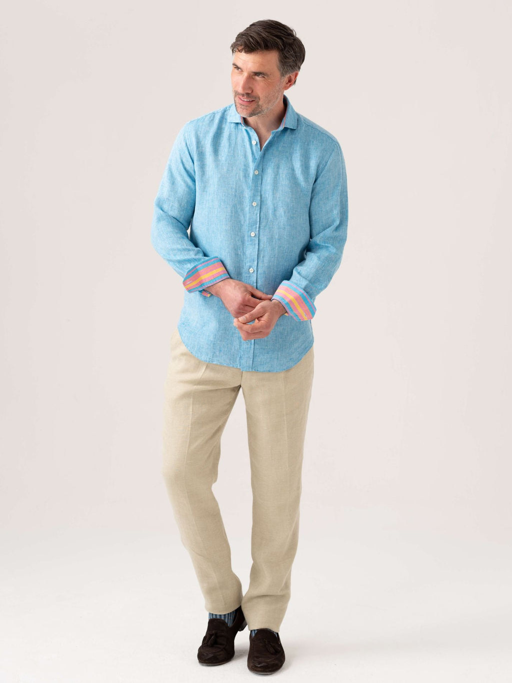 Nyota Turquoise Linen Shirt