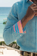 Nyota Turquoise Linen Shirt