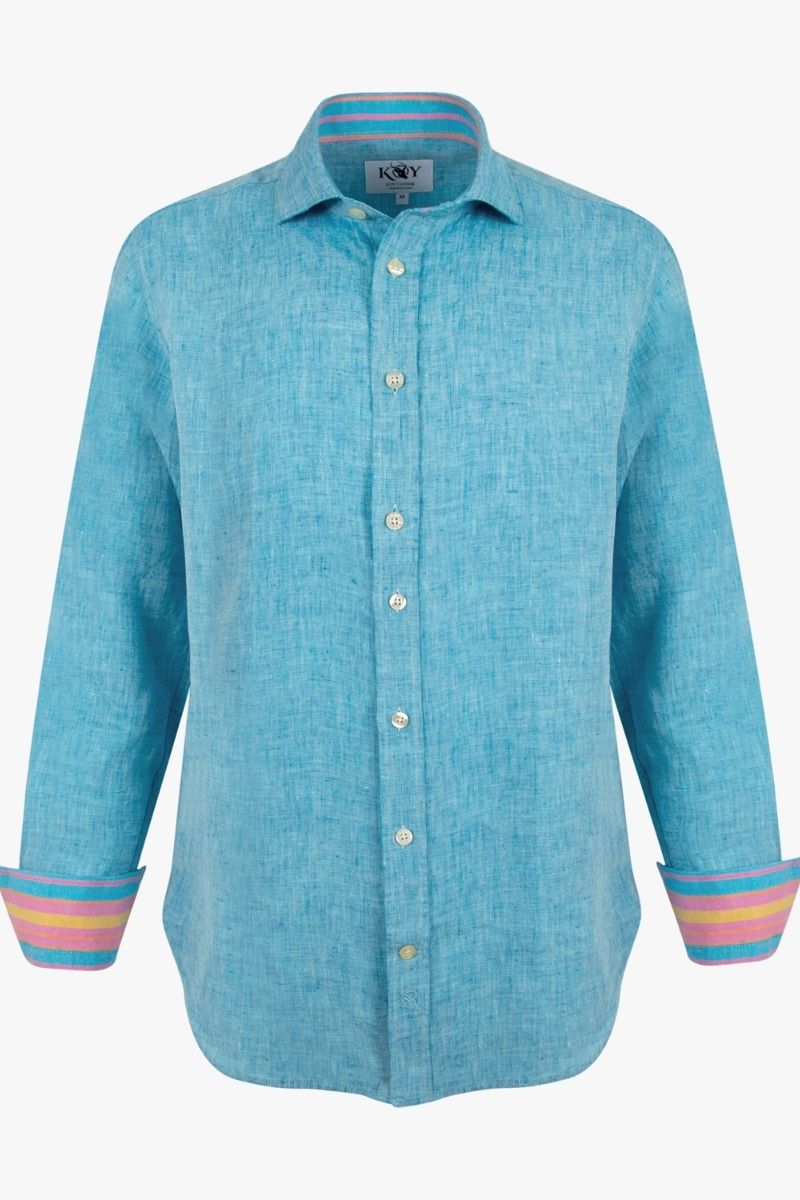 Nyota Turquoise Linen Shirt