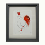 Oh La La! Cockerel Orange Feathered Print