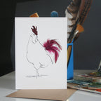 Real Feather Cockerel & Hen Cards