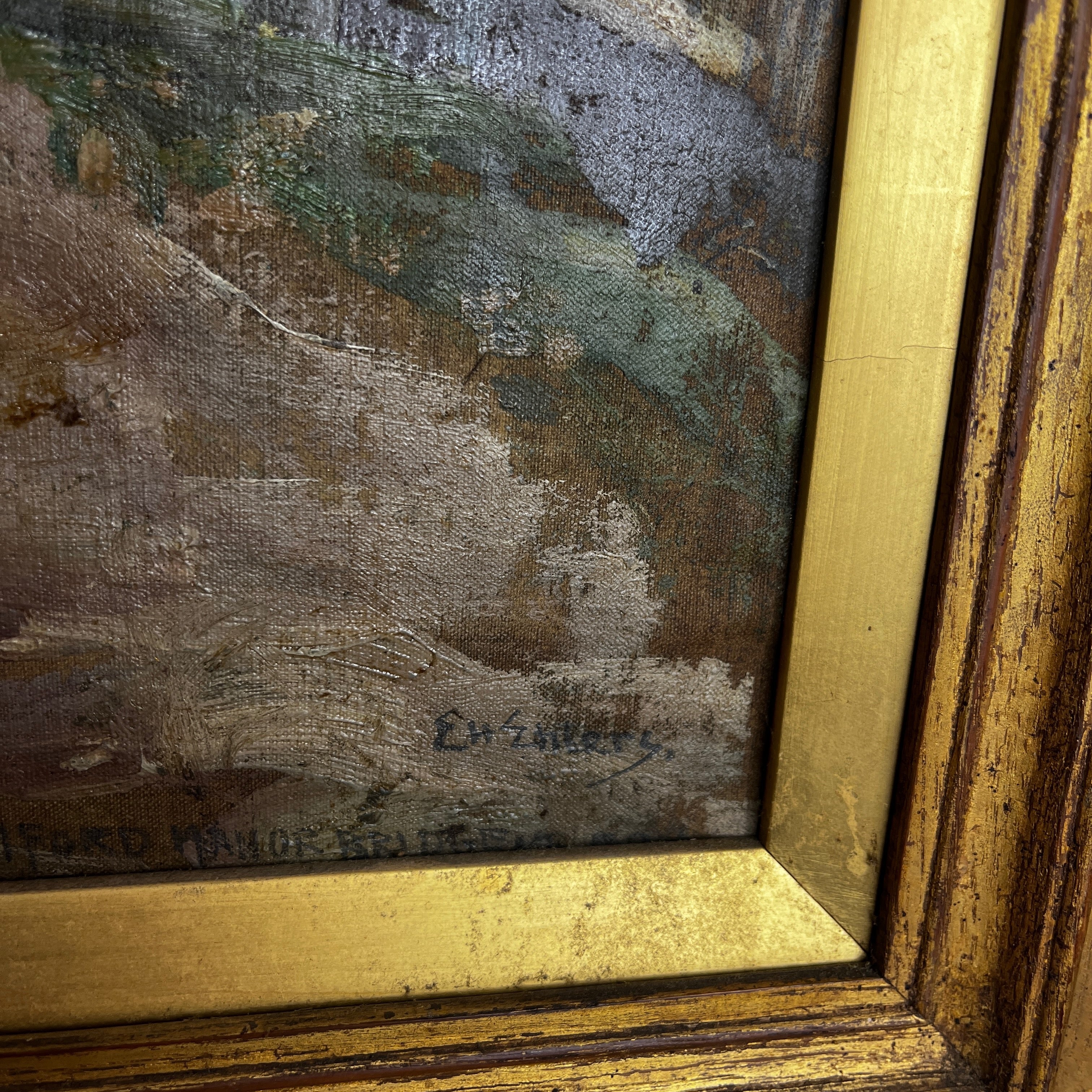 Vintage Oil Painting: Iford Manor Bridge, Bradford Upon Avon