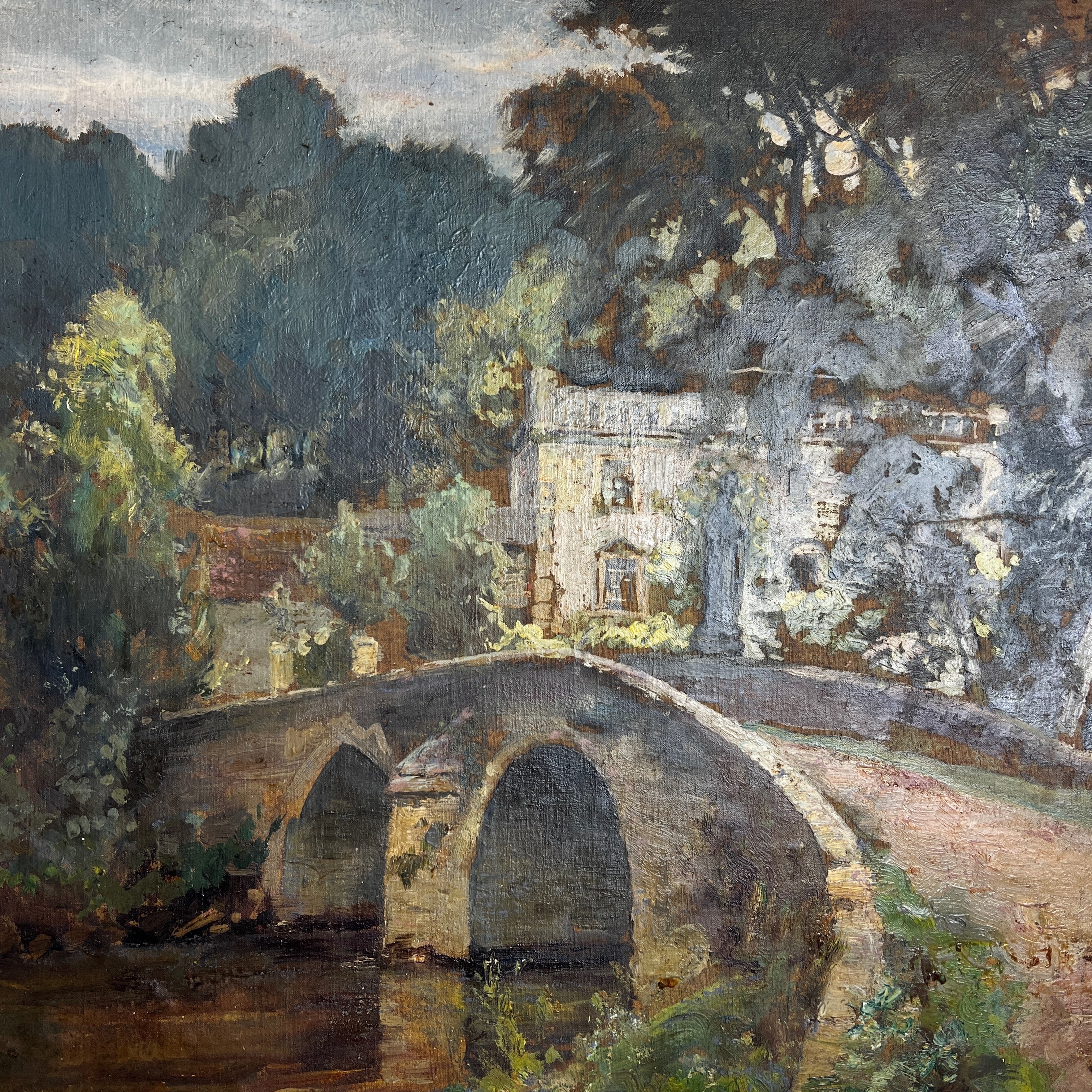 Vintage Oil Painting: Iford Manor Bridge, Bradford Upon Avon
