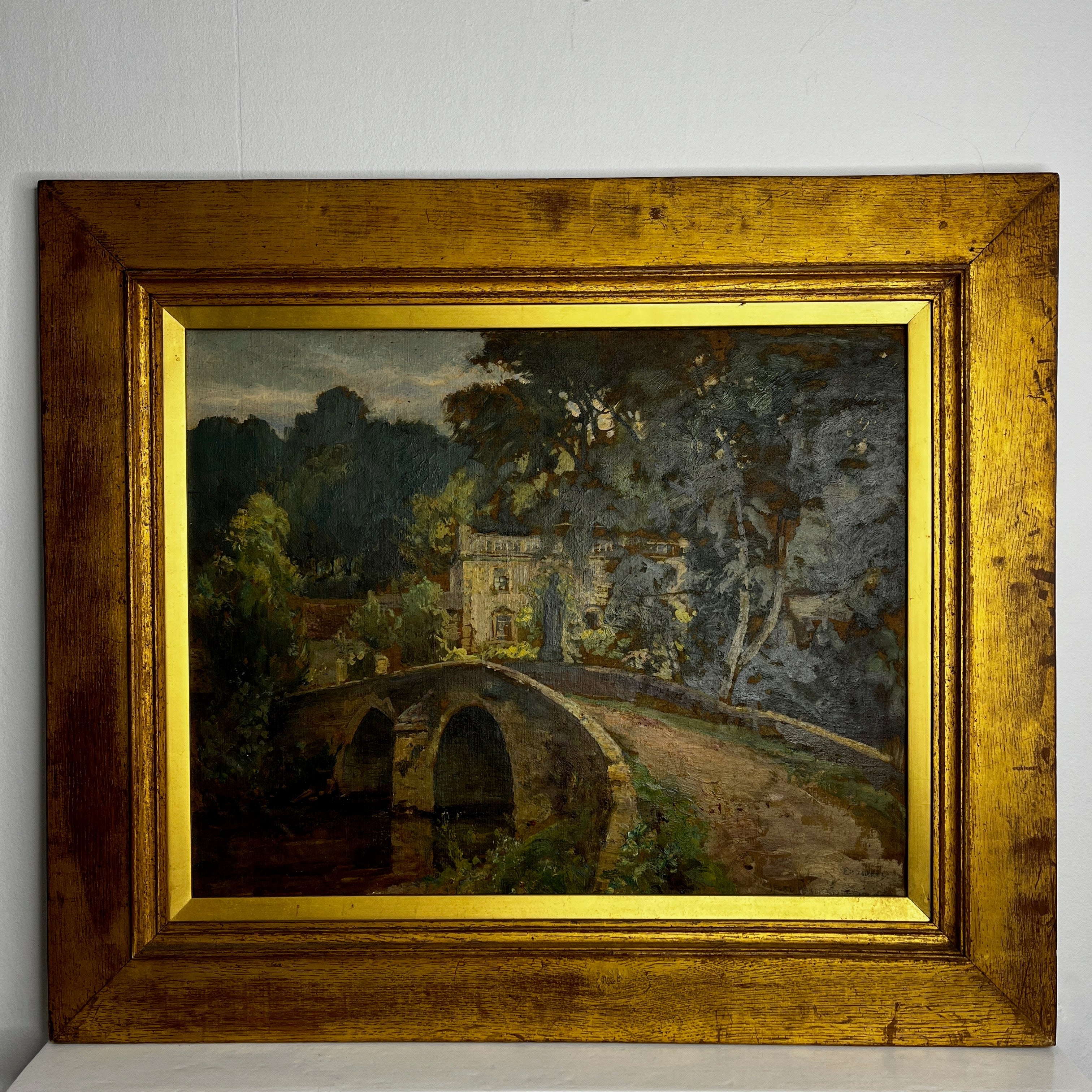 Vintage Oil Painting: Iford Manor Bridge, Bradford Upon Avon