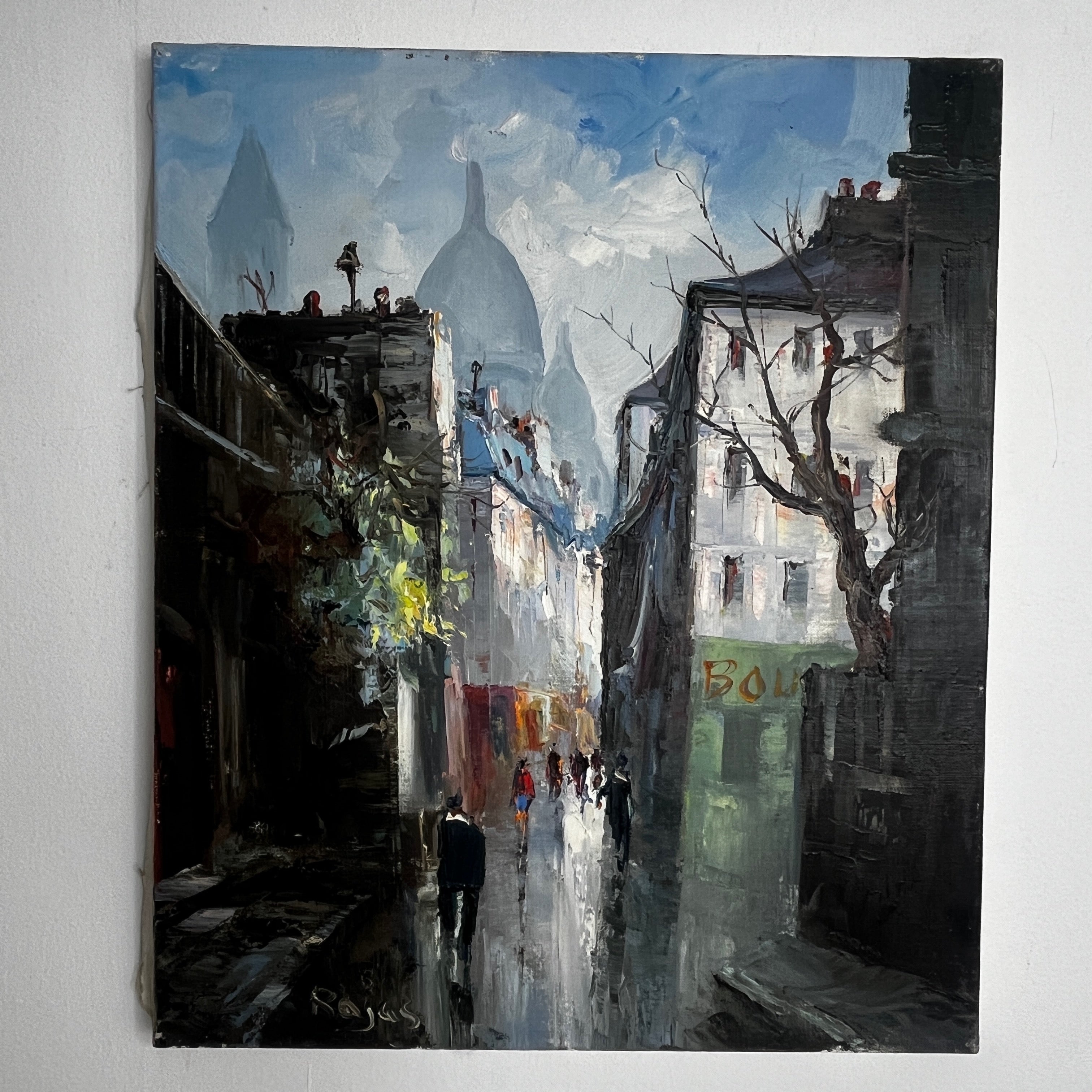 Impressionist Oil Painting of Montmartre, signed Rojas