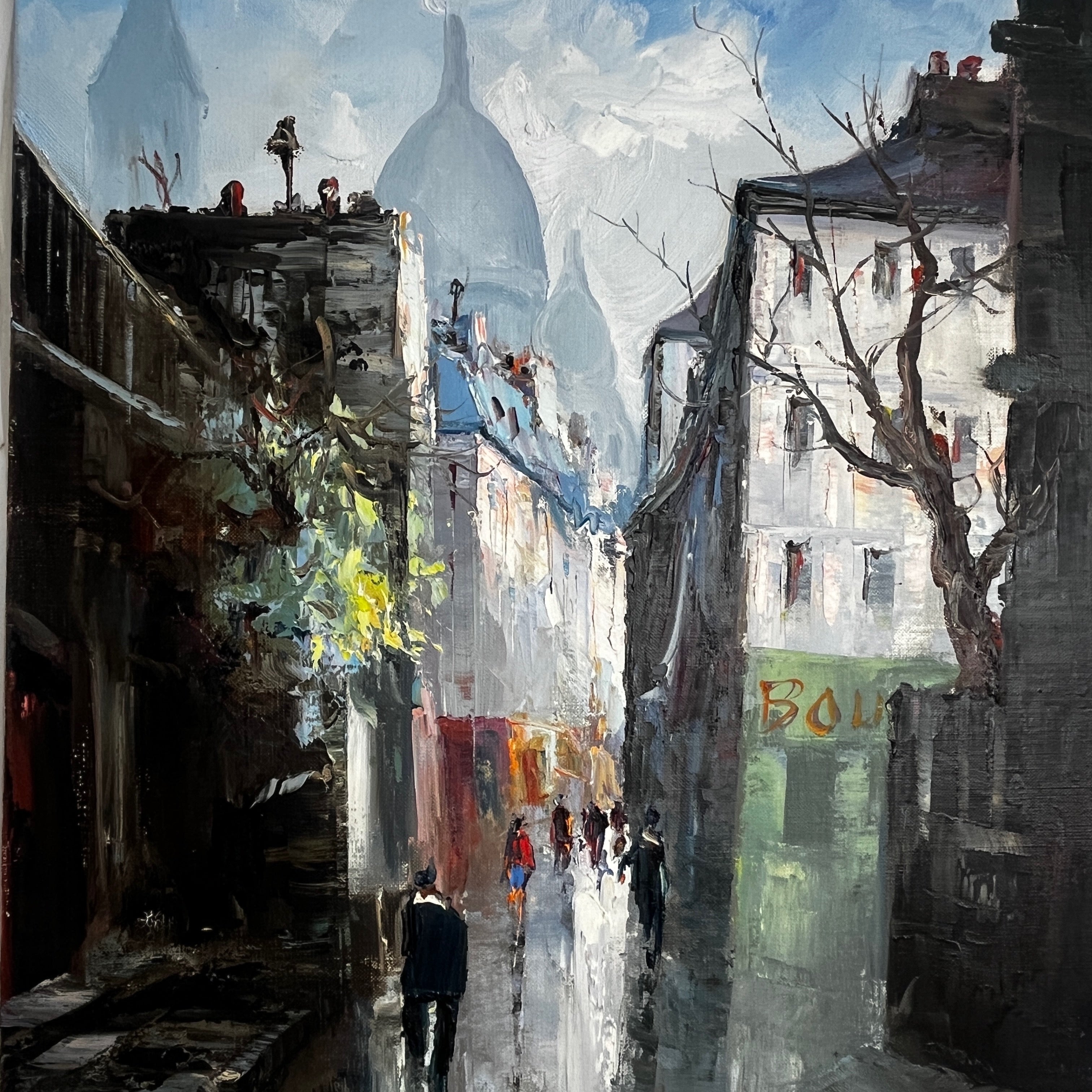 Impressionist Oil Painting of Montmartre, signed Rojas