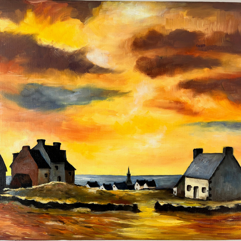 French Oil on Canvas - Brittany Sunset