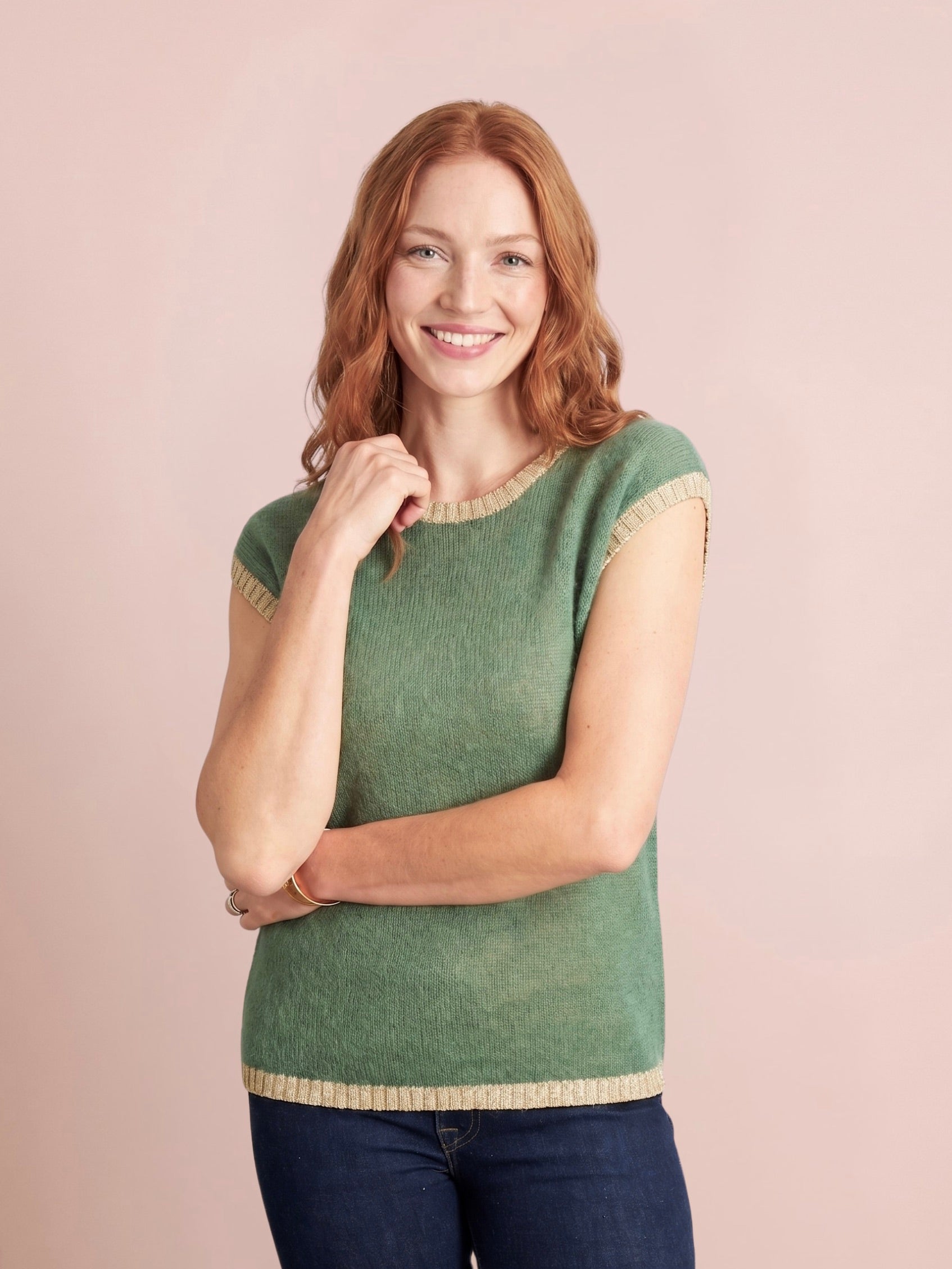 Rosie Knitted Tank Top with Lurex Trim