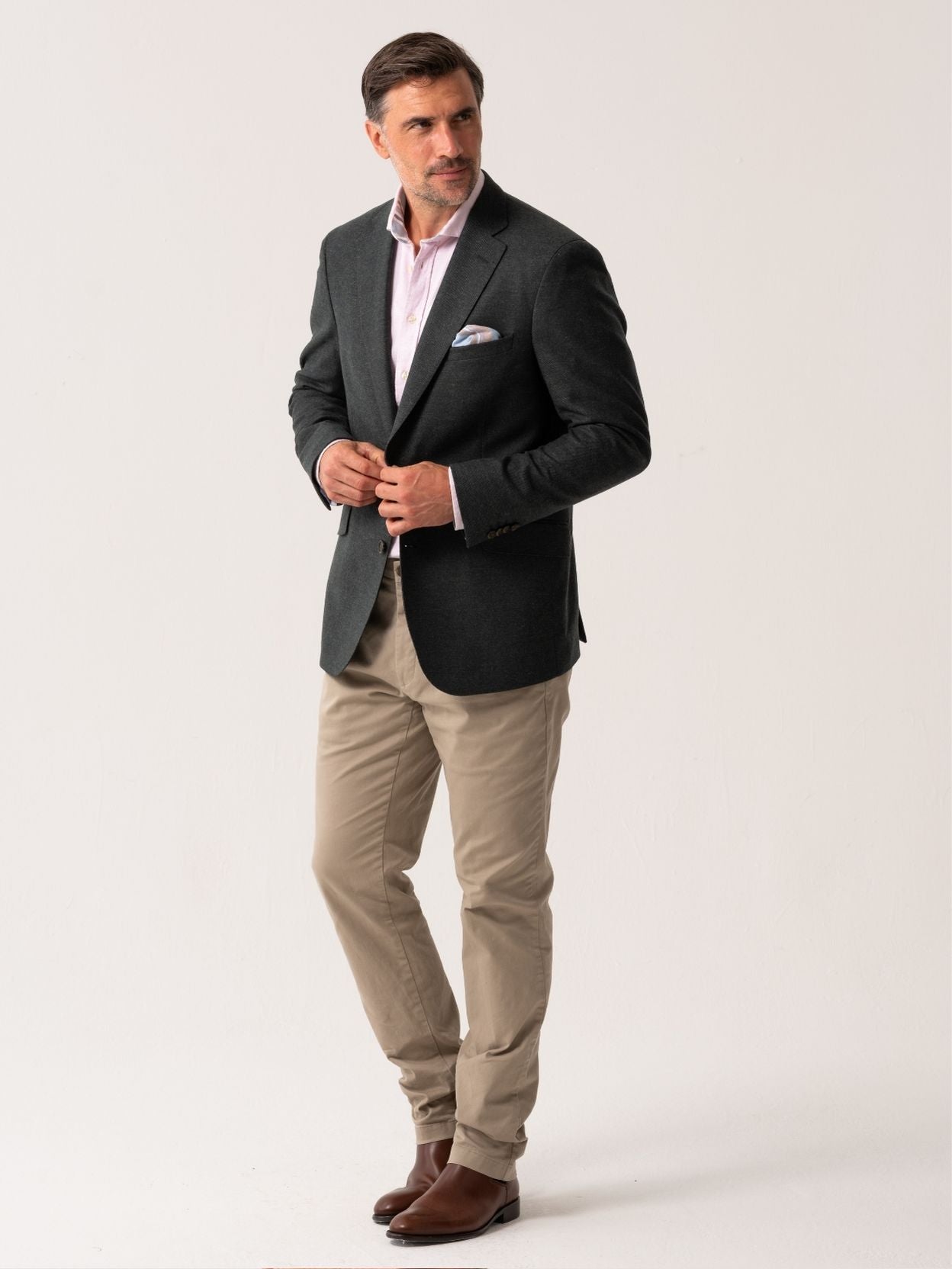 Olive Wool & Cashmere Blend Blazer