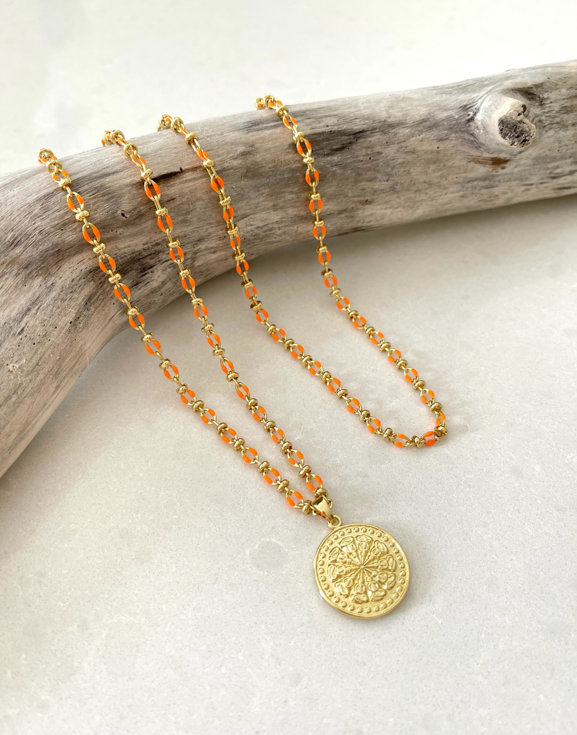 Orange Enamel Necklace