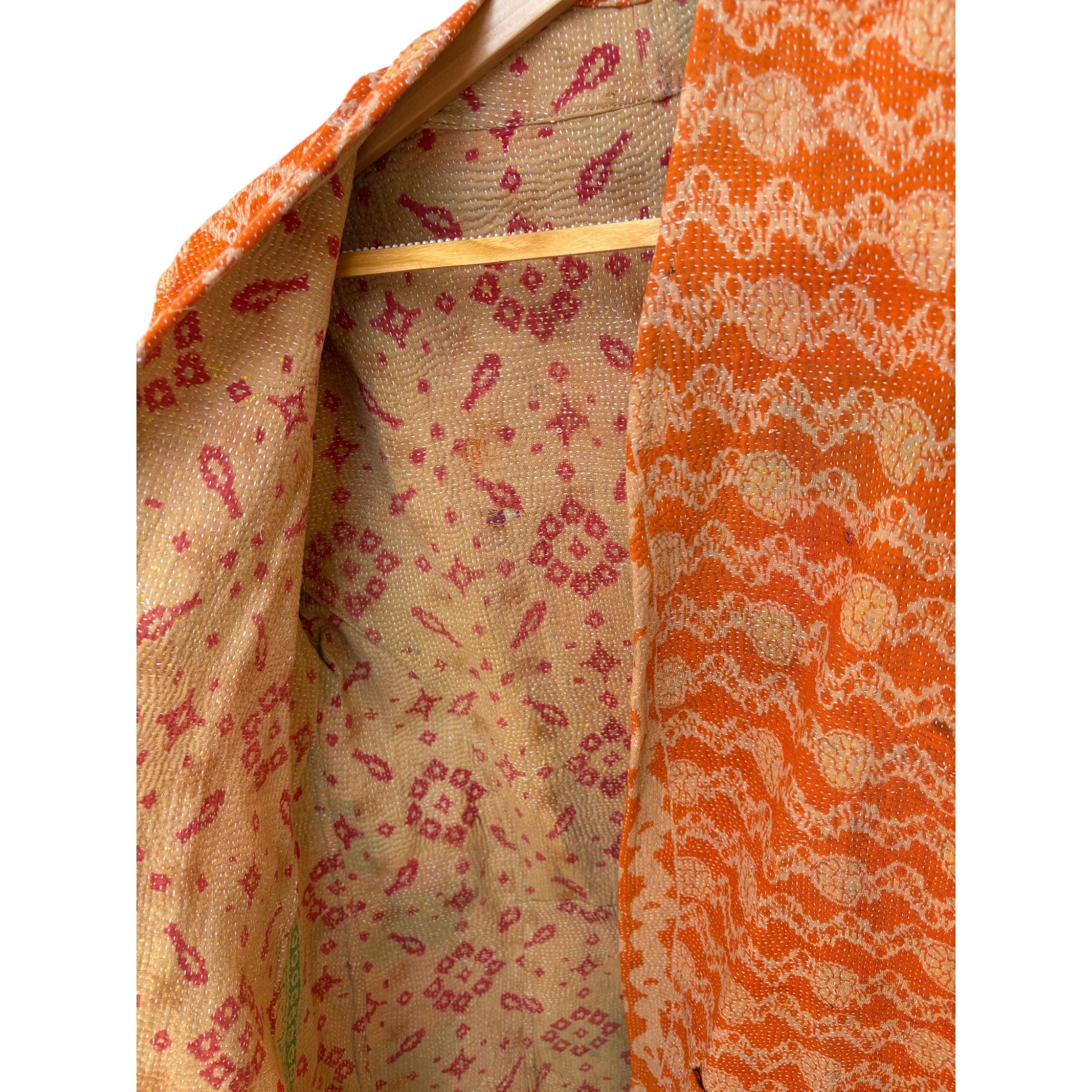 Orange Long Kantha Coat