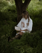 Organic Kimono in White with Sun: Short