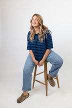 Orla Midweight Organic Cotton Sky/Navy Stripe T-Shirt